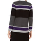 Calvin Klein Cardigan Feminino Listrado Pequeno Frente Aberta Cinza Tamanho X-G