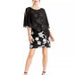 Vestido Capelet de Chiffon Bordado Feminino Connected Preto Tamanho 8