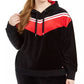 Tommy Hilfiger Sport Plus Size Chevron Velour Hoodie Sweatshirt Feminino Preto Tamanho 2X