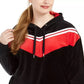 Tommy Hilfiger Sport Plus Size Chevron Velour Hoodie Sweatshirt Feminino Preto Tamanho 2X
