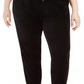 Calça jogger feminina Tommy Hilfiger Sport Plus Track Stripe Velour, preta, tamanho 2X