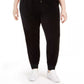 Calça jogger feminina Tommy Hilfiger Sport Plus Track Stripe Velour, preta, tamanho 2X