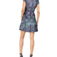 Vestido feminino Vince Camuto com cinto e estampa floral, ajuste evasê, azul, tamanho 8