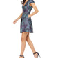 Vestido feminino Vince Camuto com cinto e estampa floral, ajuste evasê, azul, tamanho 8