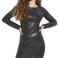 Vestido Beatriz Feminino Guss com Lantejoulas e Costas Abertas, Preto, Tamanho Pequeno