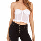 Top espartilho de malha sem alças feminino GUESS, branco, tamanho médio