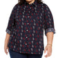 Camisa de algodão com estampa de bolinhas e corações Tommy Hilfiger Plus Size feminina, azul, tamanho 3X