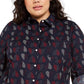 Camisa de algodão com estampa de bolinhas e corações Tommy Hilfiger Plus Size feminina, azul, tamanho 3X