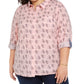Camisa de algodão com estampa de bolinhas e corações Tommy Hilfiger Plus Size feminina, rosa, tamanho 3X