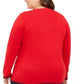 Suéter feminino Tommy Hilfiger Plus Cotton com logotipo de coração, vermelho, tamanho 2X