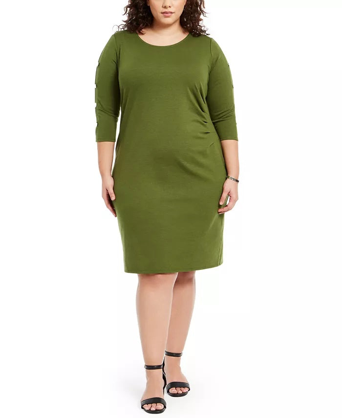 Vestido feminino plus size com babados, coleção NY, verde, tamanho 2X