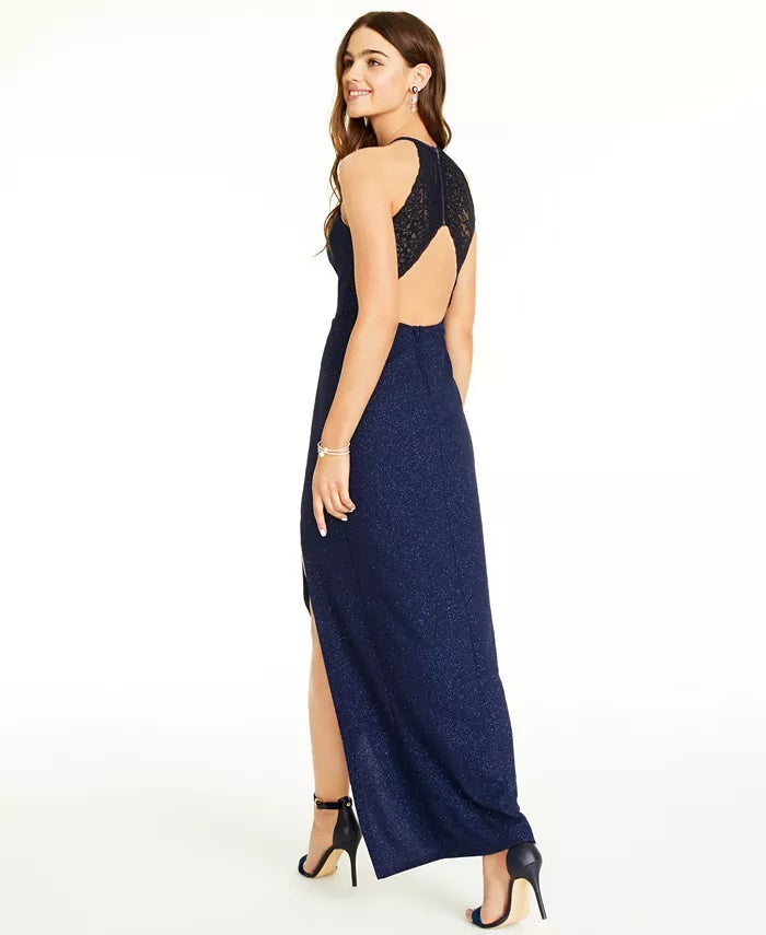 Vestido infantil sem palavras com recorte e renda nas costas, azul, tamanho 1