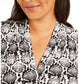 Blusa feminina plus size Calvin Klein, sem mangas, estampada, decote em V, cor carvão, tamanho 1X