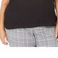 Blusa feminina Calvin Klein sem mangas com gola plissada, preta, tamanho XX-G