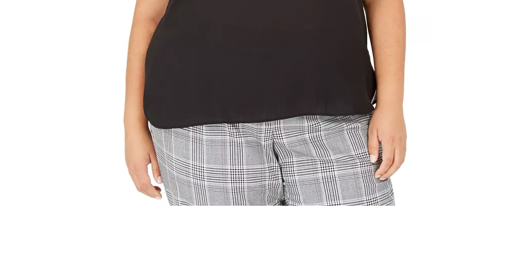 Blusa feminina Calvin Klein sem mangas com gola plissada, preta, tamanho XX-G