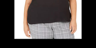 Blusa feminina Calvin Klein sem mangas com gola plissada, preta, tamanho XX-G