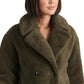 Lucky Brand Feminino Teddy Fuzzy Casaco Trespassado Verde Tamanho X-Grande