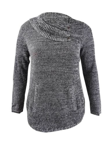Suéter feminino com acabamento em botões, estilo &amp; co, cinza, tamanho 1X