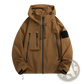 Tactical Hooded Shell Jacket with Sleeve Patch Details