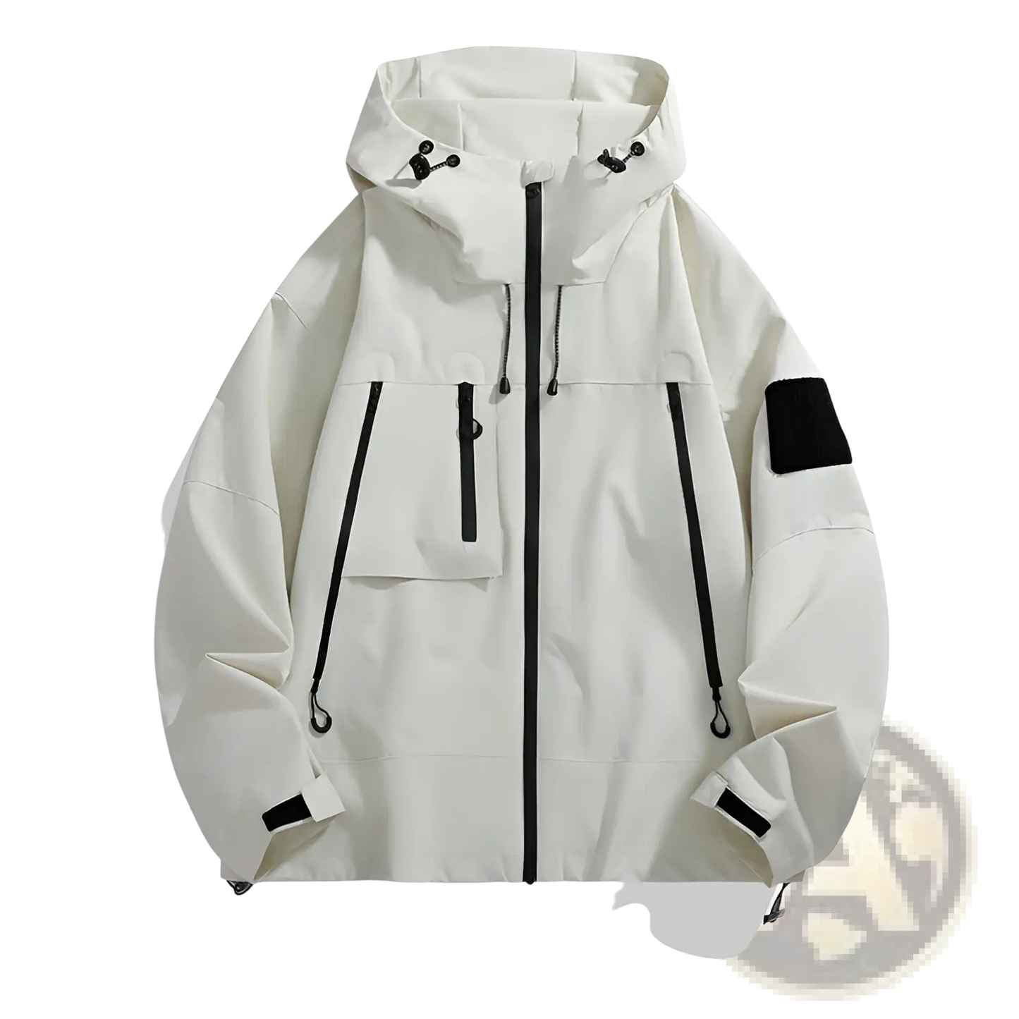 Tactical Hooded Shell Jacket with Sleeve Patch Details