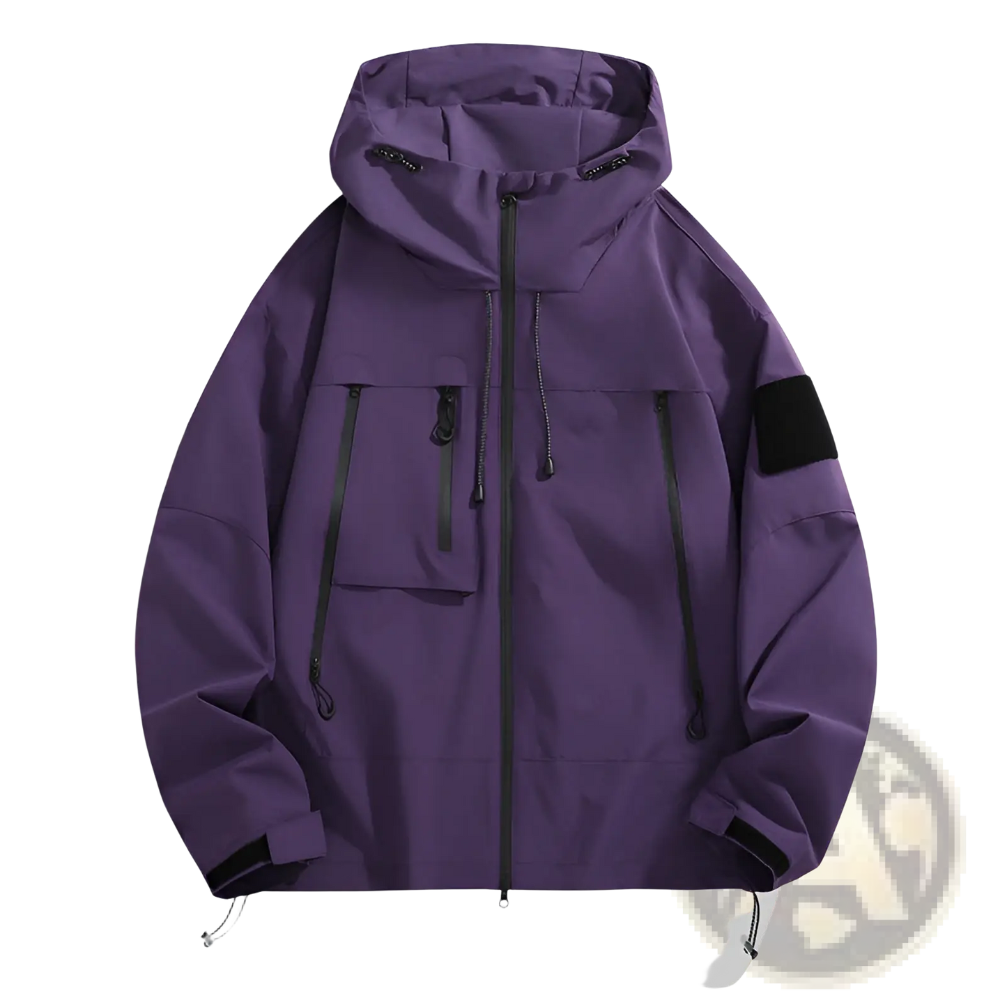 Tactical Hooded Shell Jacket with Sleeve Patch Details