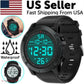 Tactical Waterproof Digital Sports Watch with Teal Led Display