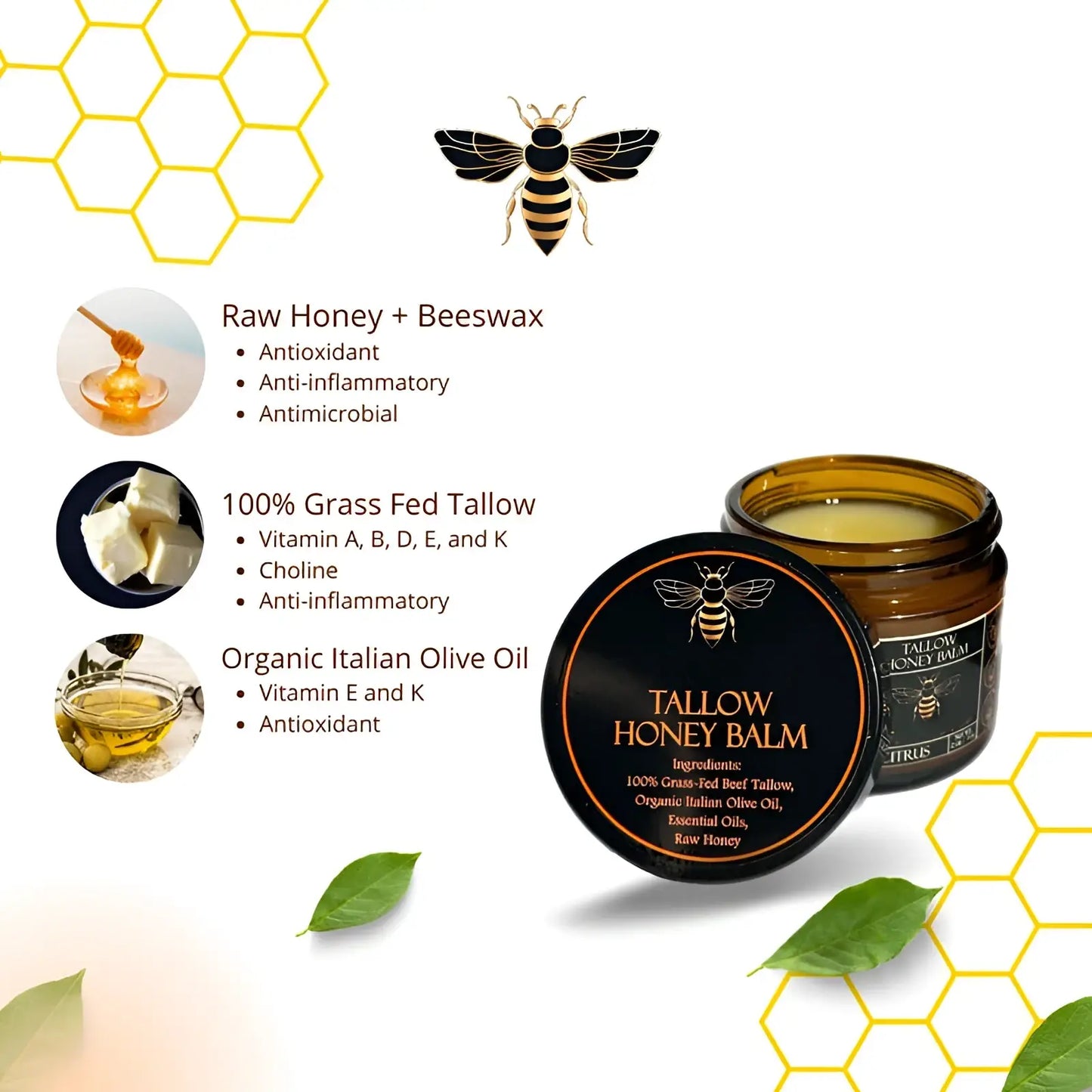 Tallow Honey Balm Moisturizing Body Cream 100g