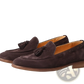 Tan Suede Tassel Loafers with Stitched Rubber Sole