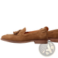 Tan Suede Tassel Loafers with Stitched Rubber Sole