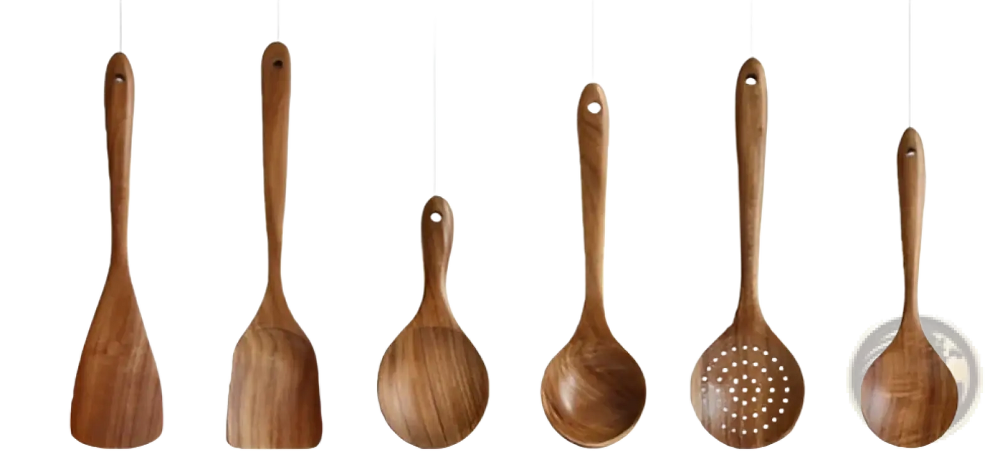 Teak Wood Cooking Utensil Set 4 Piece Kitchen Tools