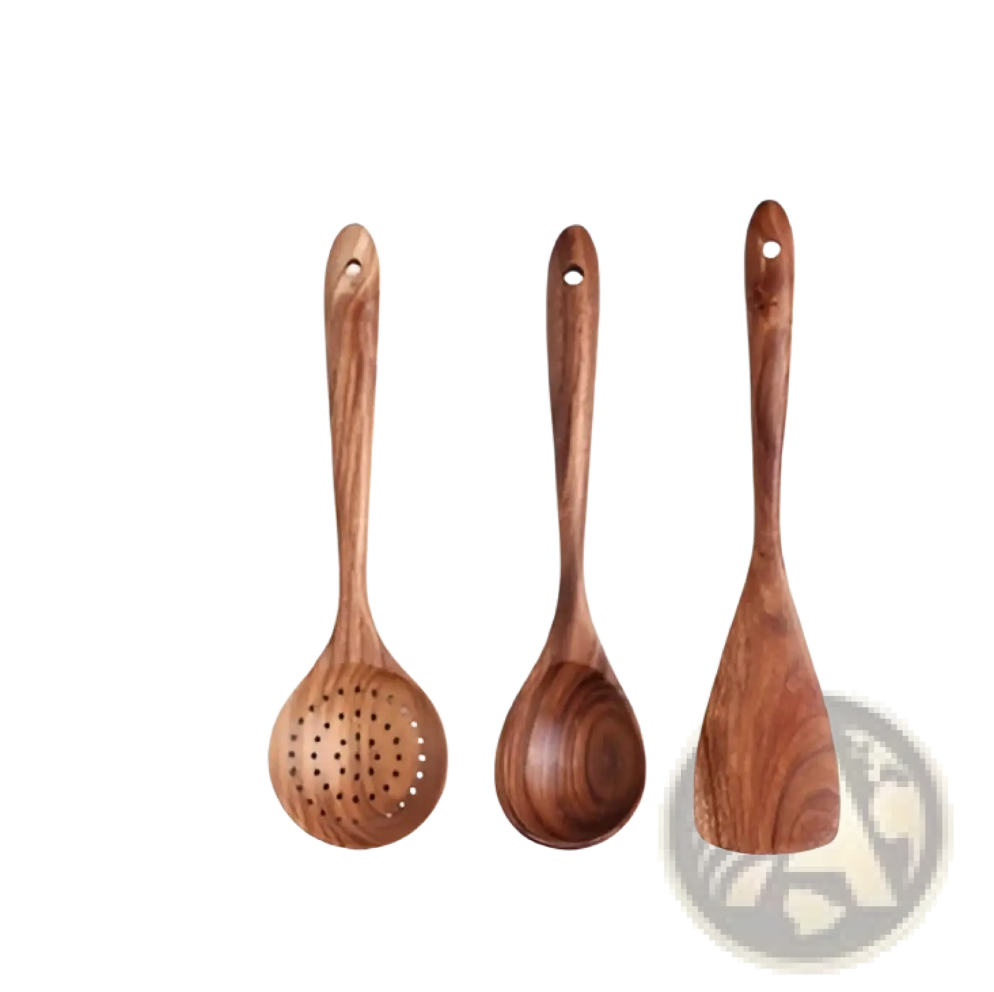 Teak Wood Kitchen Utensil Set Cooking Spoons 7pcs