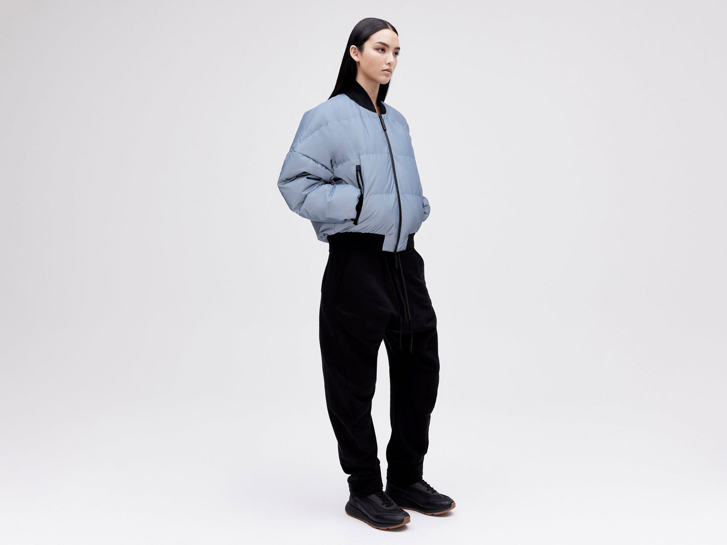 Reflective Bomber Down Jacket - Reflective Blue
