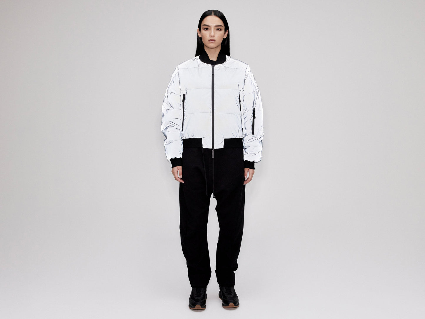 Reflective Bomber Down Jacket - Reflective Blue