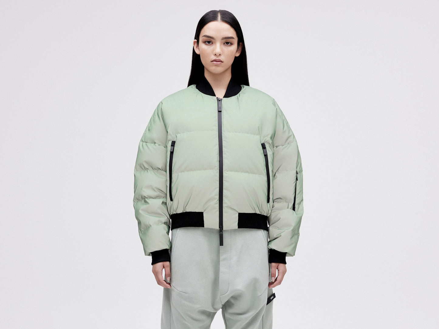 Reflective Bomber Down Jacket - Reflective Jade