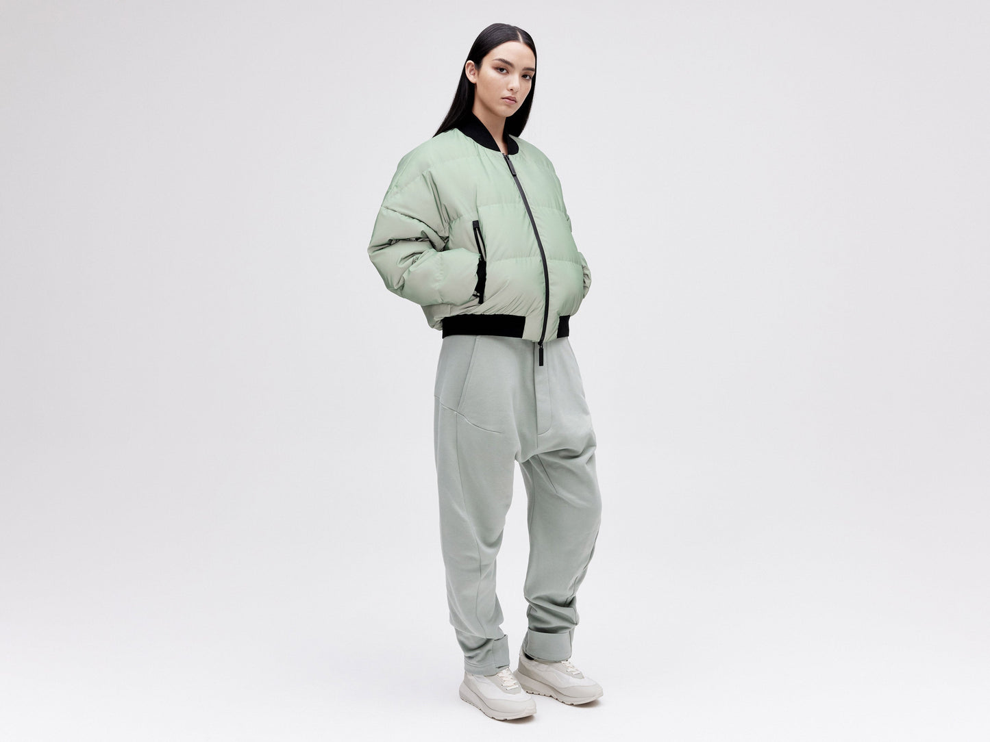 Reflective Bomber Down Jacket - Reflective Jade