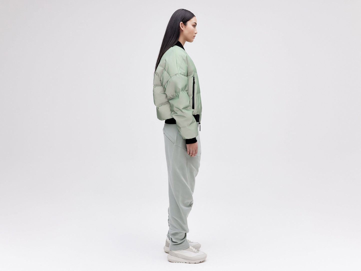 Reflective Bomber Down Jacket - Reflective Jade