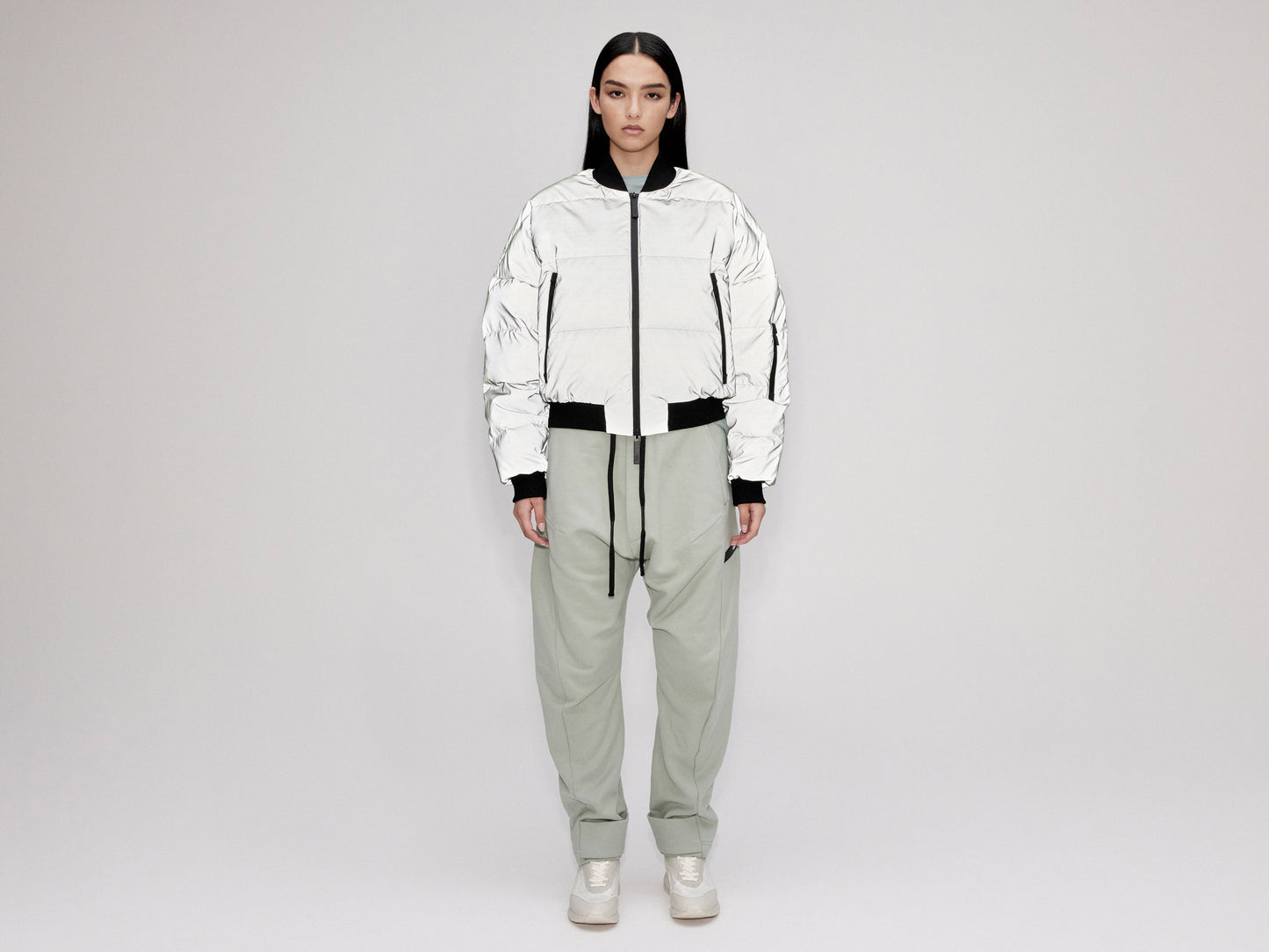 Reflective Bomber Down Jacket - Reflective Jade