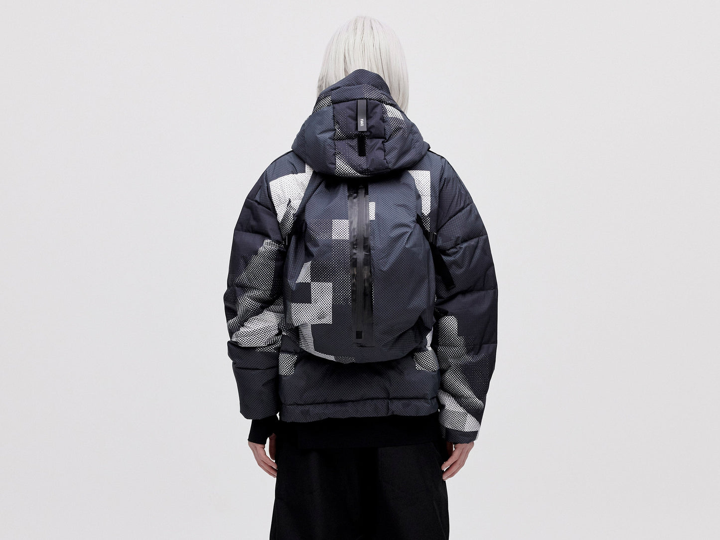 Utility Down Jacket with Backpack - Dark Pixel