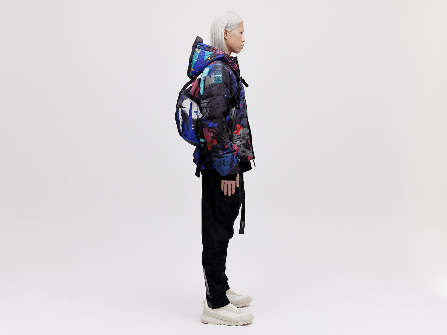 Utility Down Jacket with Backpack - Dark Splatter