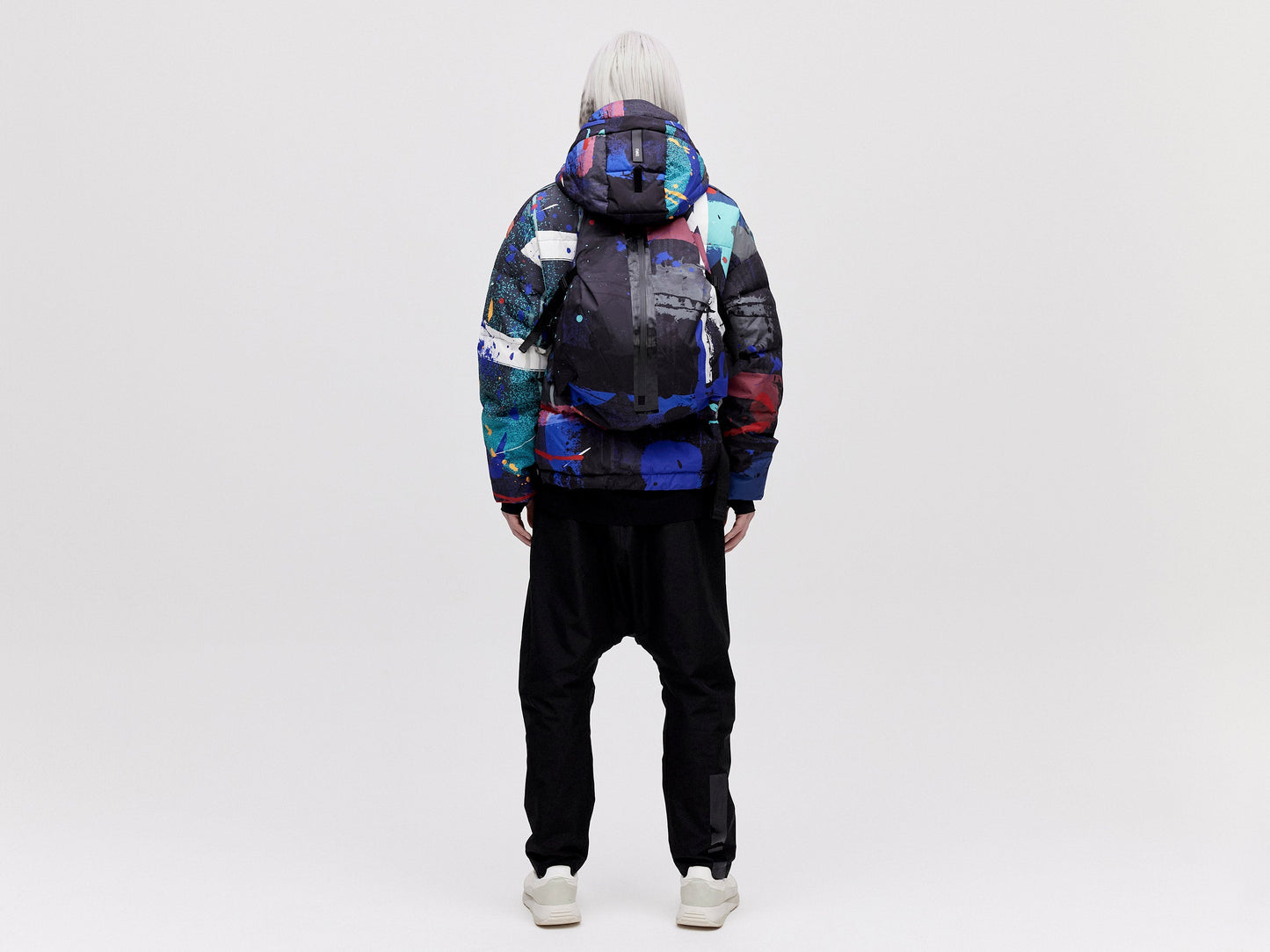 Utility Down Jacket with Backpack - Dark Splatter