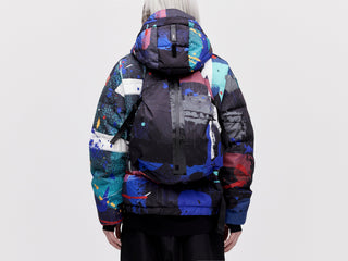 Utility Down Jacket with Backpack - Dark Splatter
