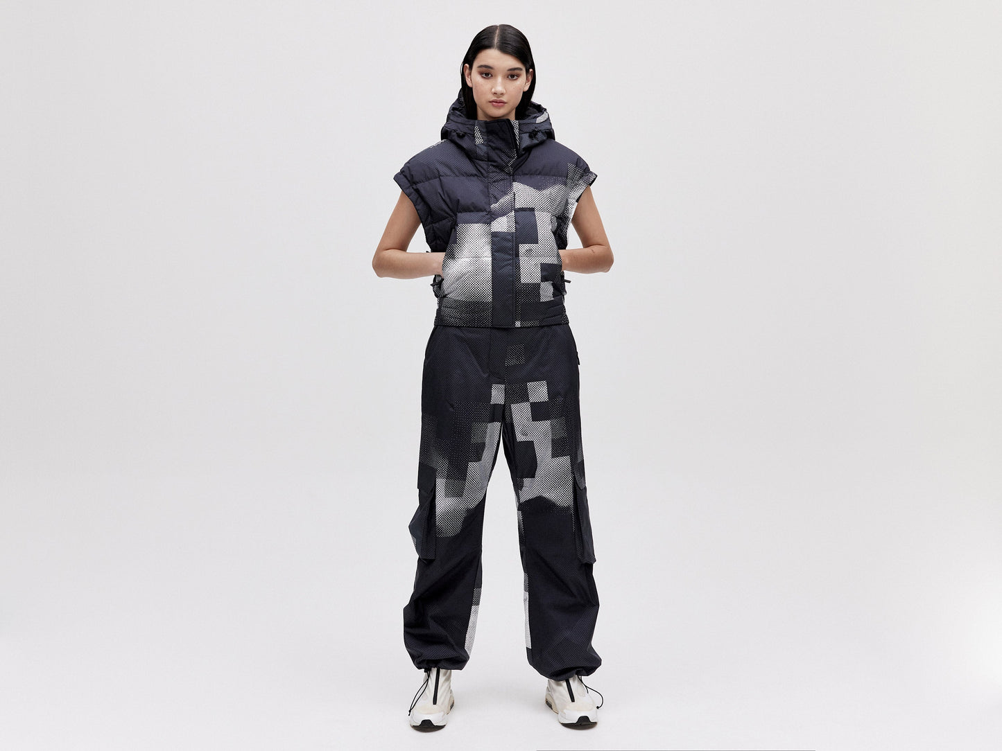 Cropped Down Vest - Dark Pixel