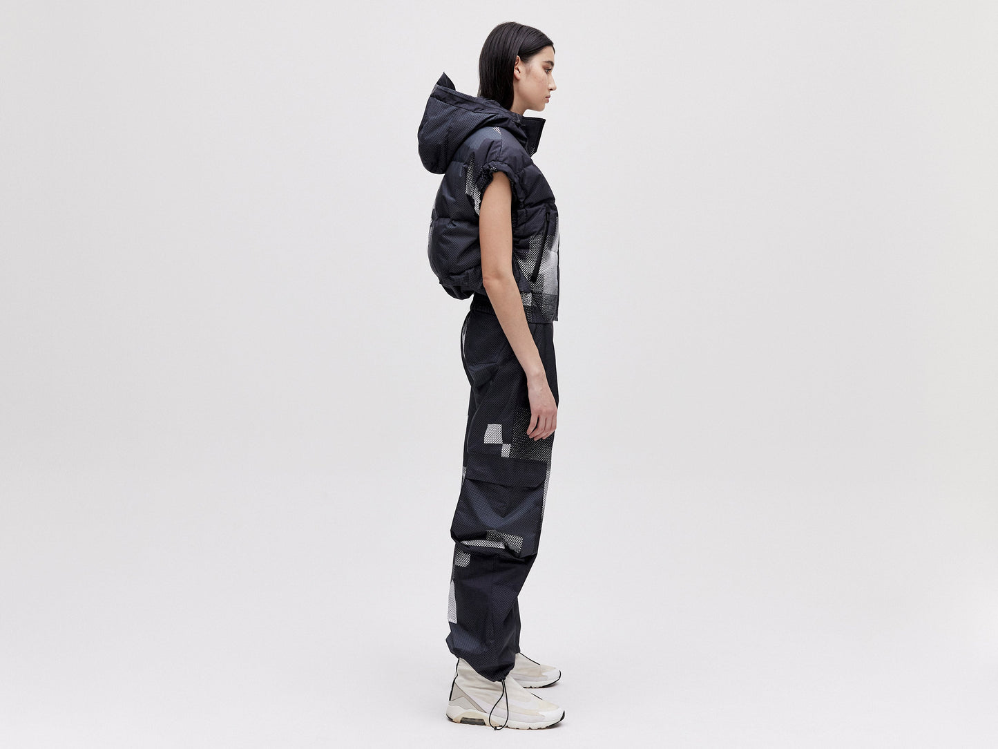 Cropped Down Vest - Dark Pixel