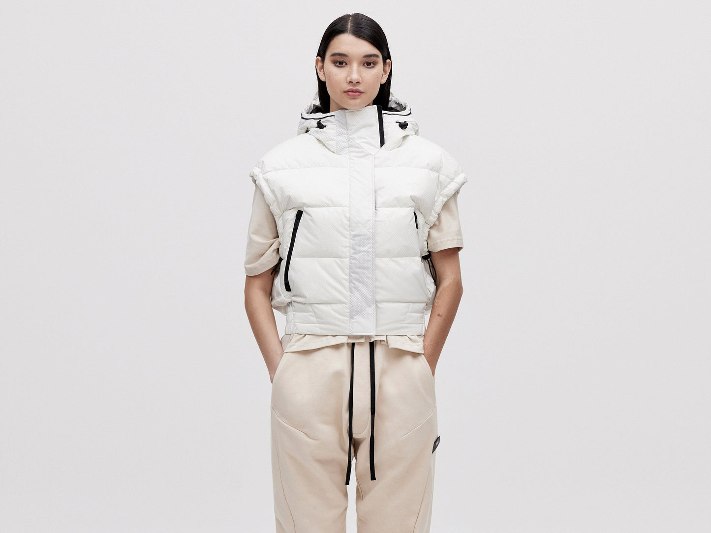 Cropped Down Vest - Light Pixel