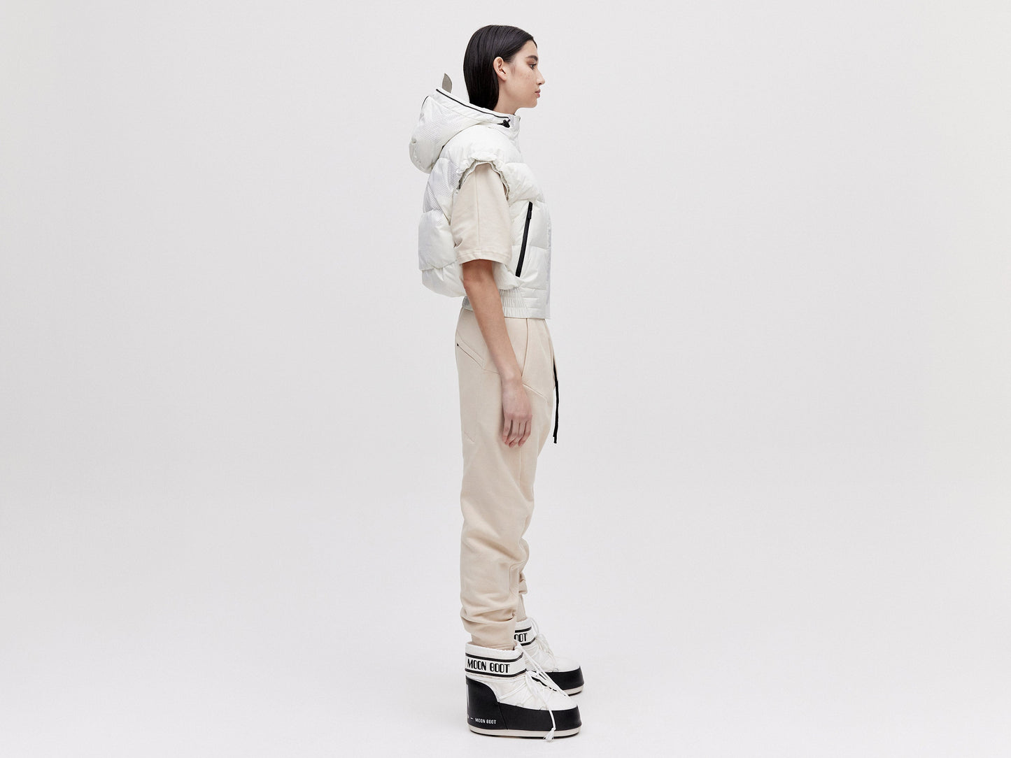 Cropped Down Vest - Light Pixel