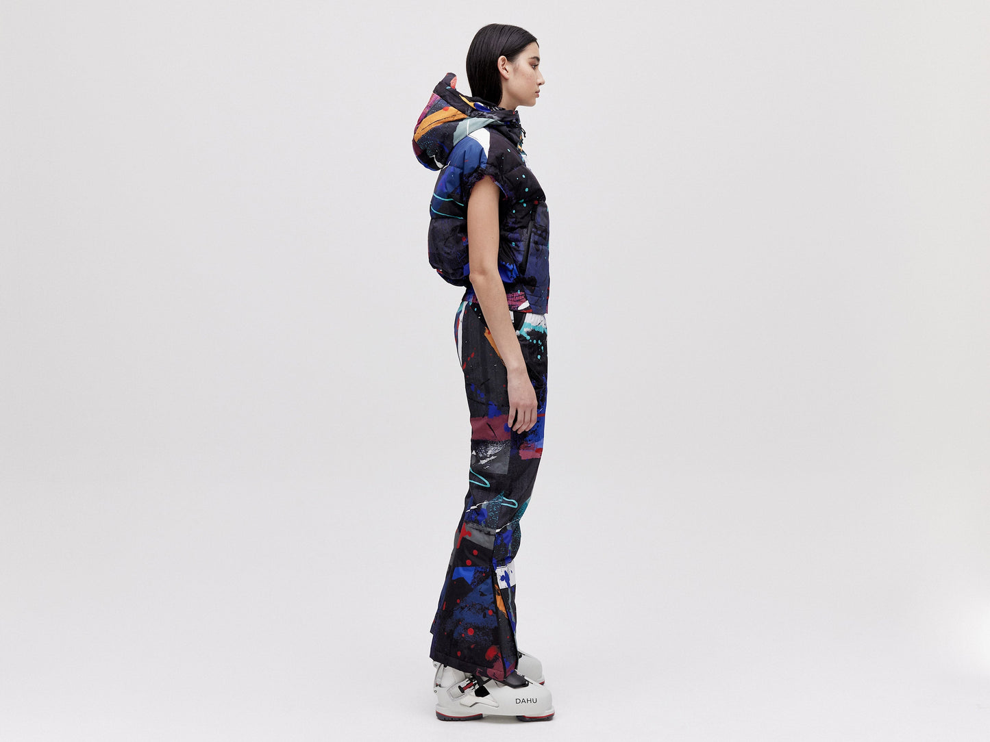 Cropped Down Vest - Dark Splatter