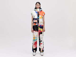 Cropped Down Vest - Light Splatter