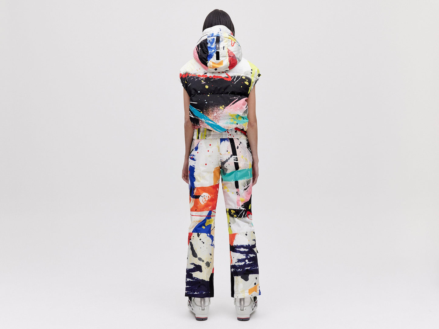 Cropped Down Vest - Light Splatter