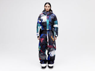 Cropped Down Jacket - Dark Splatter