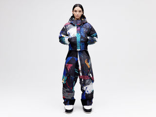 Cropped Down Jacket - Dark Splatter